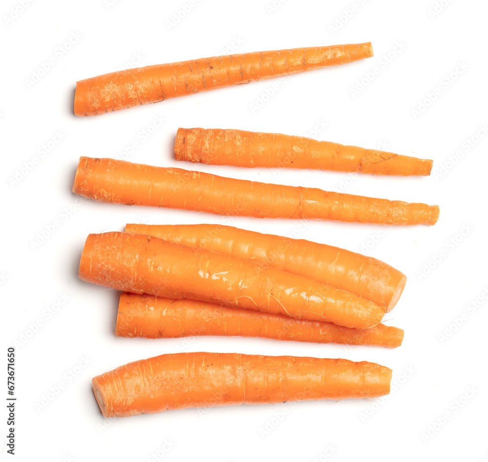 Old carrots isolated on a white background Old carrots isolated on a white background
