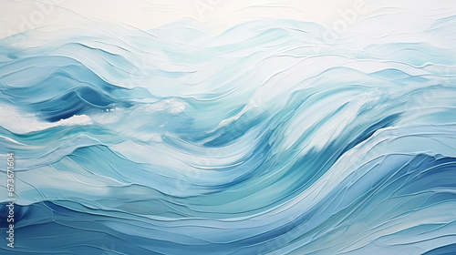 Minimalist elegant ocean wave design in calming shades of blue and teal. © javier