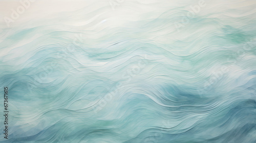 Elegant watercolor-inspired ocean wave pattern in muted blues and teals. © javier