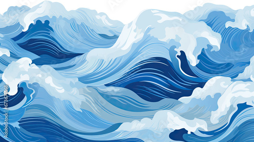 Playful animated ocean wave in cheerful shades of blue teal and turquoise.