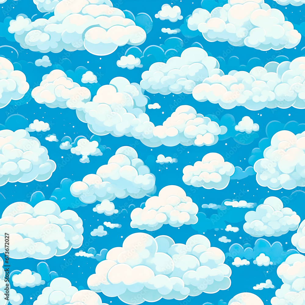 Seamless pattern background with white clouds on blue sky Seamless pattern background with white clouds on blue sky