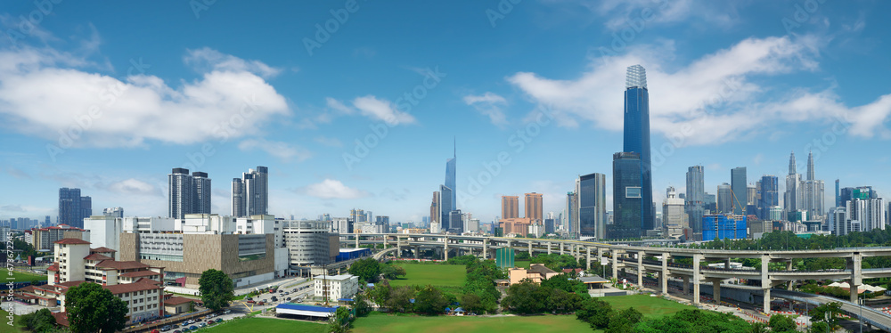 Aerial view of modern Kuala Lumpur city - obrazy, fototapety, plakaty 
