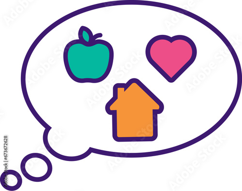 Cute dream bubble of homeless Parrot. Homeless Tropical Parrot waits for owner help. Pets and animals care. Vector cartoon illustration in thick stroke isolated on white background