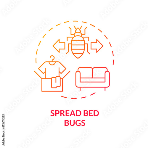 2D gradient spread bed bugs icon, isolated vector, integrated pest management thin line illustration.