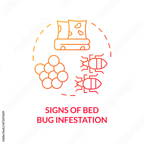 2D gradient signs of bed bug infestation icon, isolated vector, integrated pest management thin line illustration.