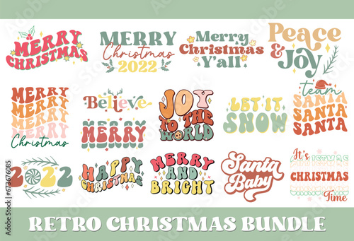 Retro Christmas bundle  groovy design  retro font design  retro color  Christmas bundle