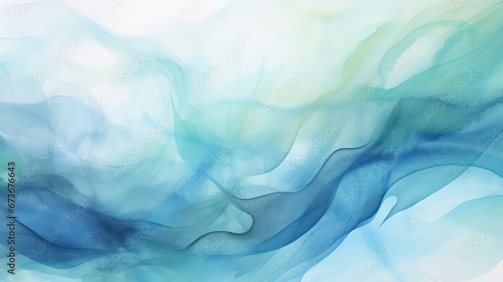 Fototapeta premium Soothing tones of blue, green, and teal in this abstract watercolor pattern. The blend of colors creates a colorful art background and template.