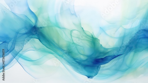 Fototapeta Soothing tones of blue, green, and teal in this abstract watercolor pattern. The blend of colors creates a colorful art background and template.