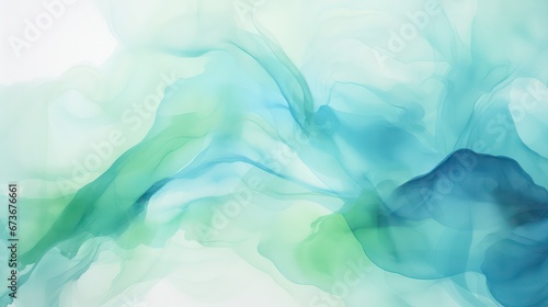 Soothing tones of blue, green, and teal in this abstract watercolor pattern. The blend of colors creates a colorful art background and template. © Fayrin