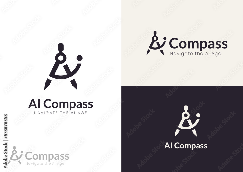 Vector AI compass logo design concept Vector AI compass logo design concept