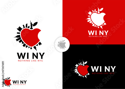 Photography Vector city around the apple in form of a heart