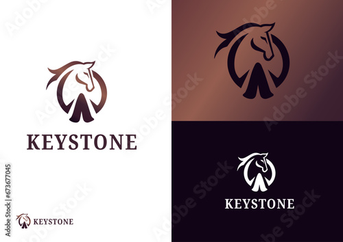 Vector horse and horseshoe logo design concept