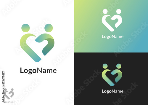 Vector heart shaped logo design concept
