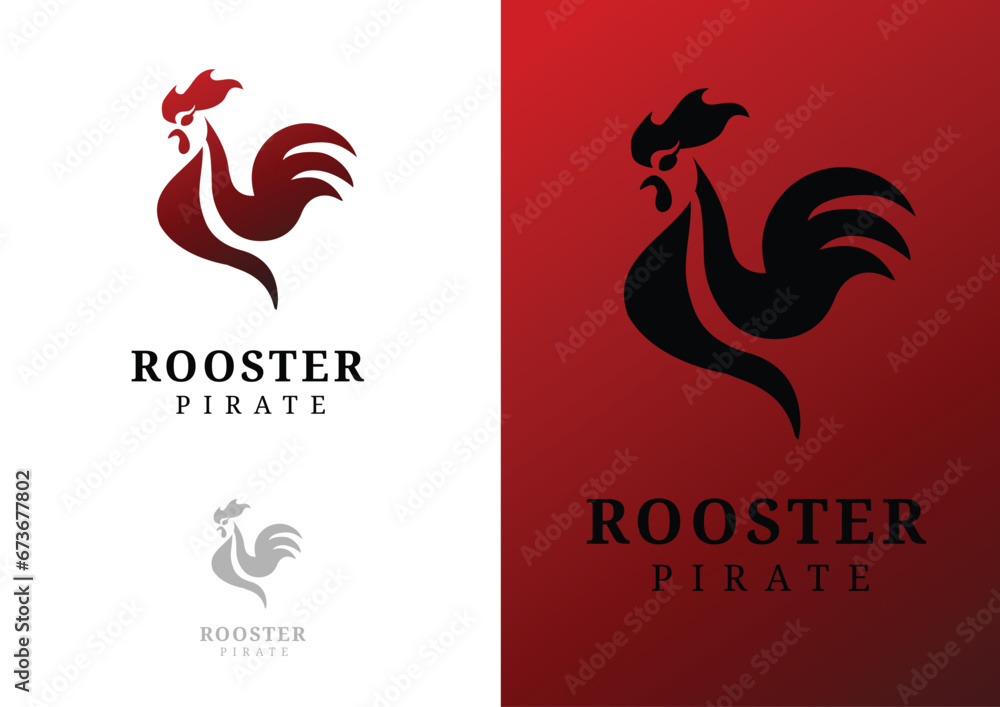 Vector rooster pirate logo design concept Vector rooster pirate logo design concept