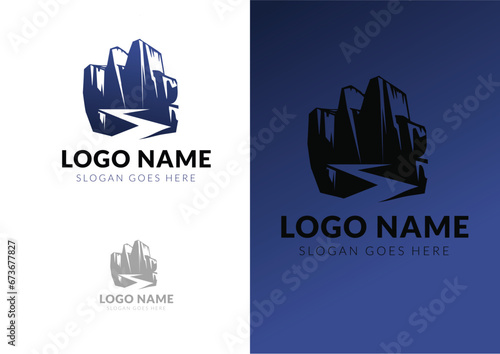 Vector cliff with path logo design concept
