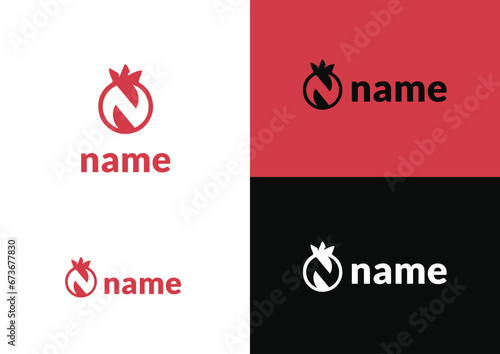 Vector letter n pomegranate logo