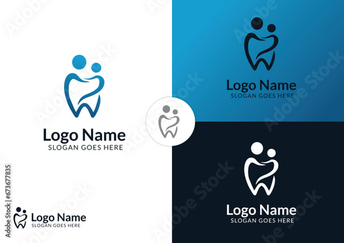 Vector dentist for kids logo design concept