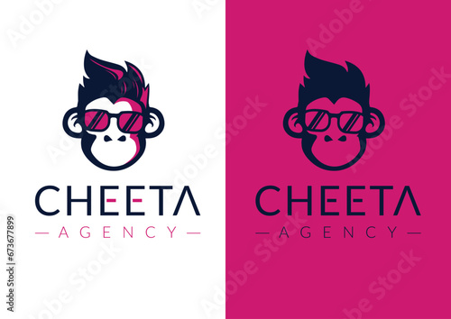 Vector cool monkey logo concept