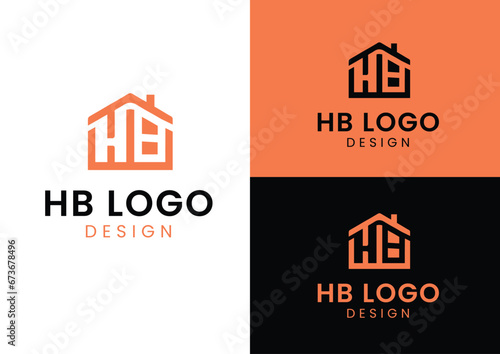 Vector letters HB house logo design