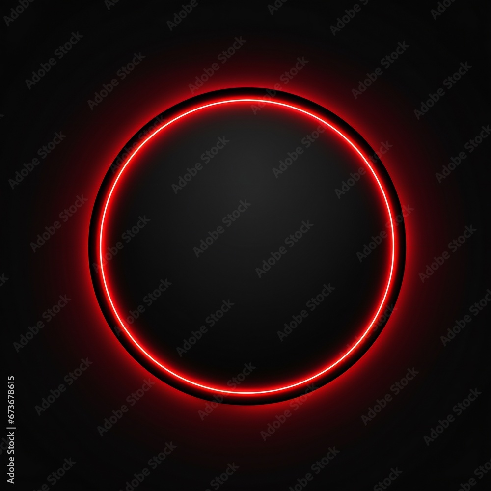 Empty red Christmas circle design element flat style on black background Generative AI 