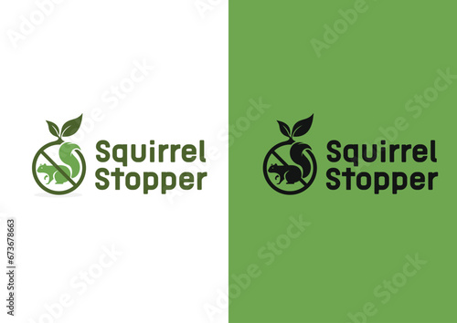 Vector squirrel stopper logo design concept
