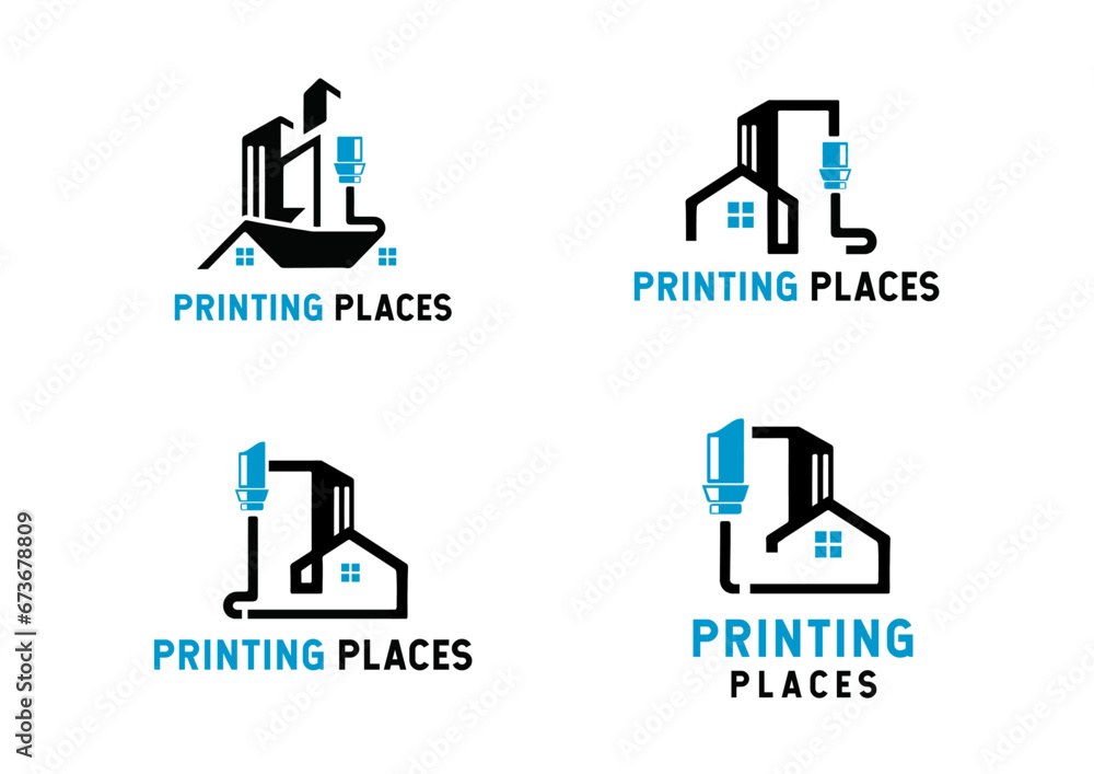 Vector set of building printing logo concept designs