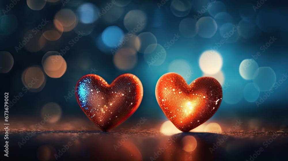 Obraz premium happy valentines day backgrounds hearts with lights flashing background.