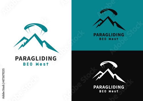 Vector paragliding logo design concept