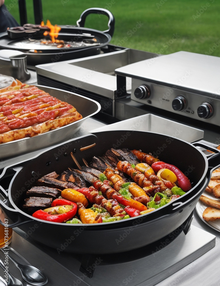 Fototapeta premium barbecue with vegetables