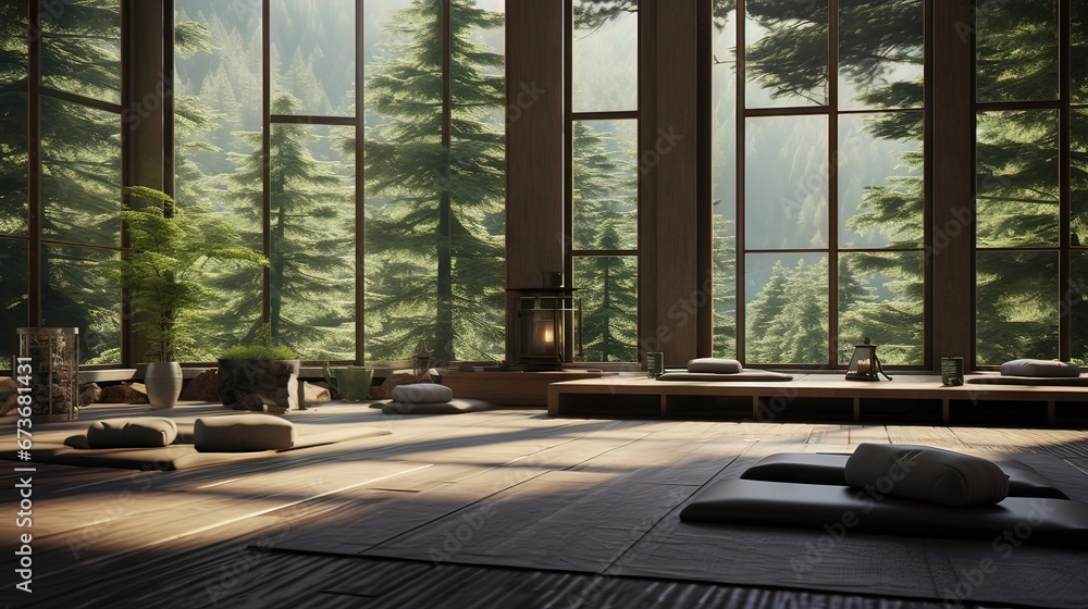 Interior of a modern building. AI generated art illustration. Interior of a modern building. AI generated art illustration.