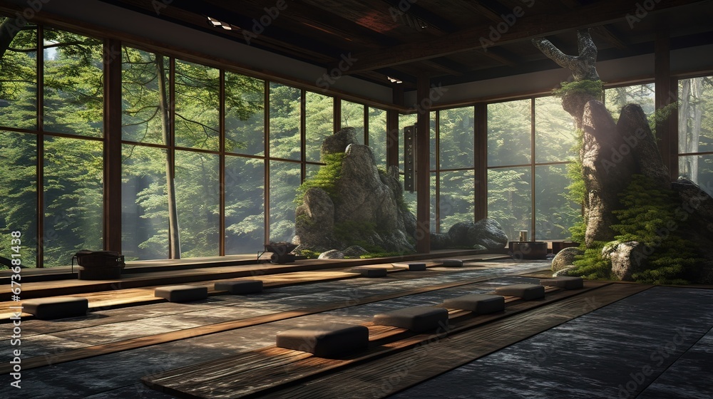 Interior of a modern building. AI generated art illustration. Interior of a modern building. AI generated art illustration.