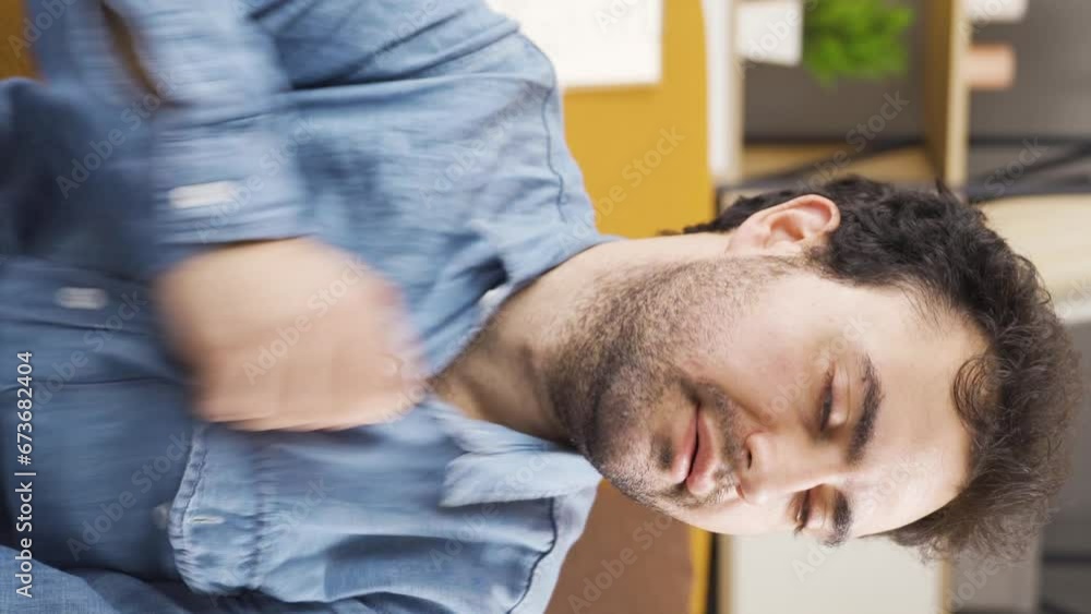 Vertical video of Unhappy man who is bored with life. Vertical video of Unhappy man who is bored with life.