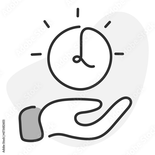 A vector icon showing a hand firmly gripping a clock, representing control, time mastery, and temporal authority.