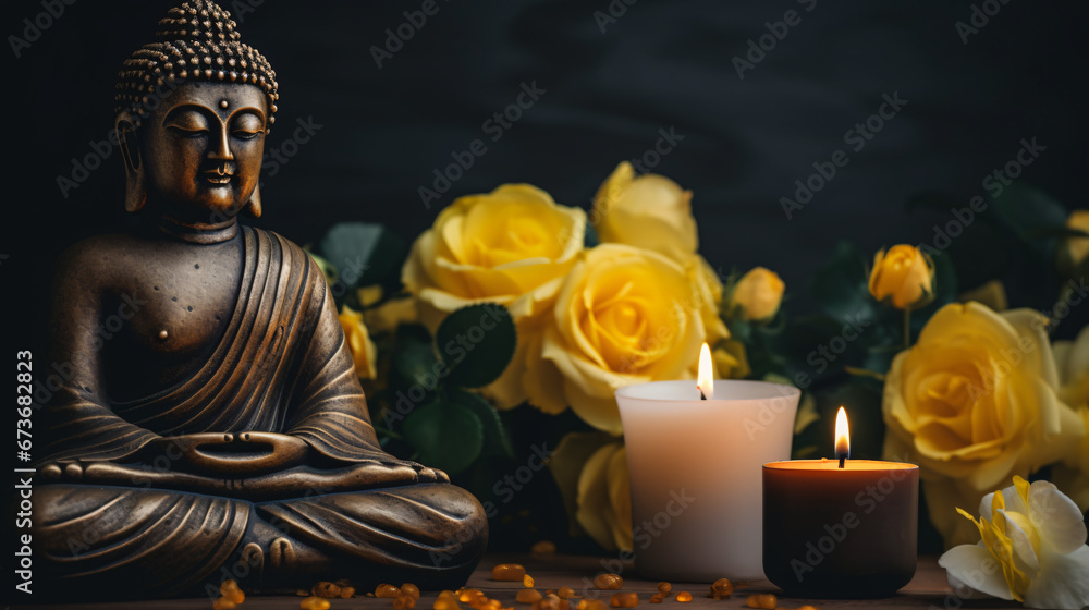 Asian spa ritual with Buddha statue