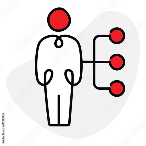 A visual representation of expertise through a figure standing with skill circles, symbolizing skill proficiency and the presentation of talents.