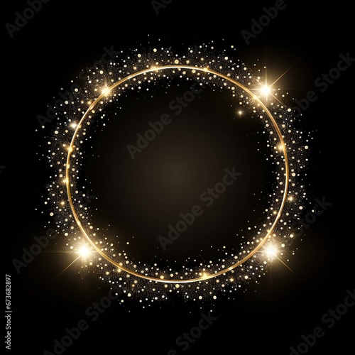 Empty sparkling golden luxury frame Christmas design element Generative AI 