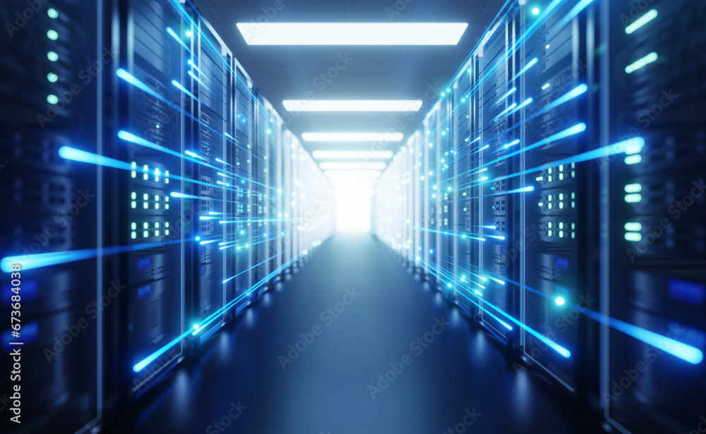 Server room with speed data line. Server room with speed data line.