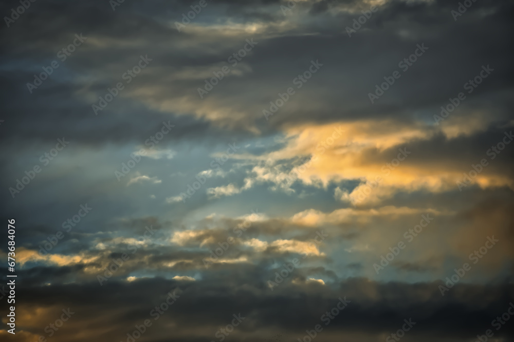 Beautiful cloudy sky with orange and blue colors