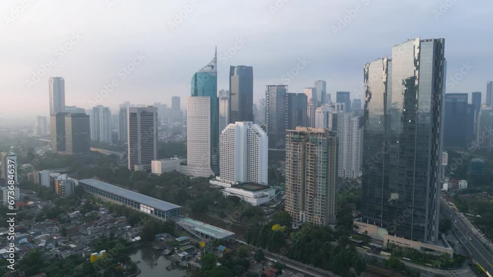 Aerial view of Jakarta city Shot from a drone in 4k resolution Aerial view of Jakarta city Shot from a drone in 4k resolution