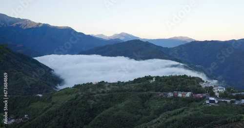 Sea of the cloud over the mountain photo