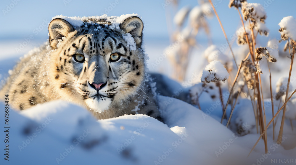 Obraz premium snow leopard in the snow