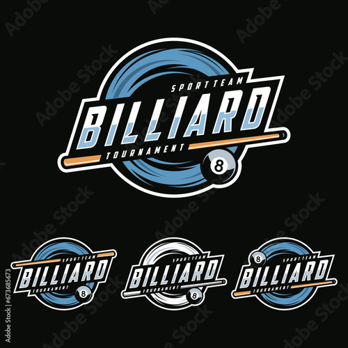 Badges set of billiard sport. Billiard logo, emblem set collection, billiard design template