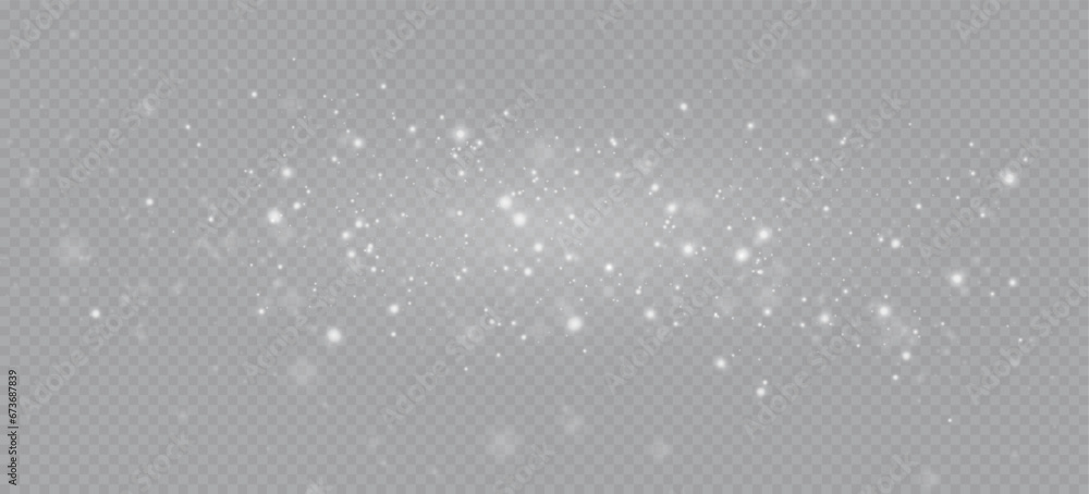 Glow light effect. Vector illustration. Christmas flash. dust.Realistic falling snow.Christmas background.Isolated on transparent background.	 - obrazy, fototapety, plakaty 