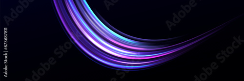 Neon speed lines. Dynamic light motion traces. Light trace wave, trace line.Futuristic neon light lines. Light movement effect, Neon speed lines.