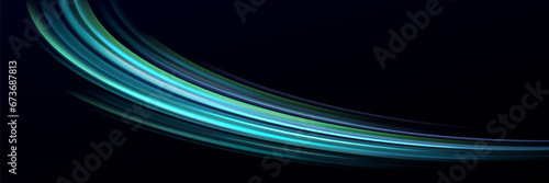 Neon speed lines. Dynamic light motion traces. Light trace wave, trace line.Futuristic neon light lines. Light movement effect, Neon speed lines.