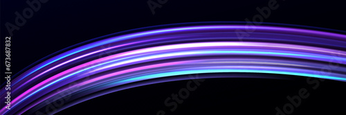 Neon speed lines. Dynamic light motion traces. Light trace wave, trace line.Futuristic neon light lines. Light movement effect, Neon speed lines.