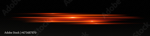 Horizontal neon lines.Blue speed lines.Motion light effect.Vector. red	