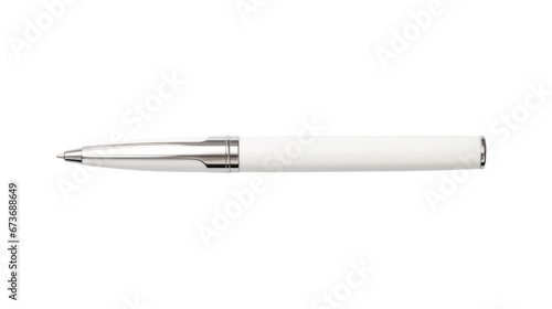 White Desk Pen Mock Up for Corporate Identity Presentation. Isolated Luxury Ballpoint Pen, transparent background photo