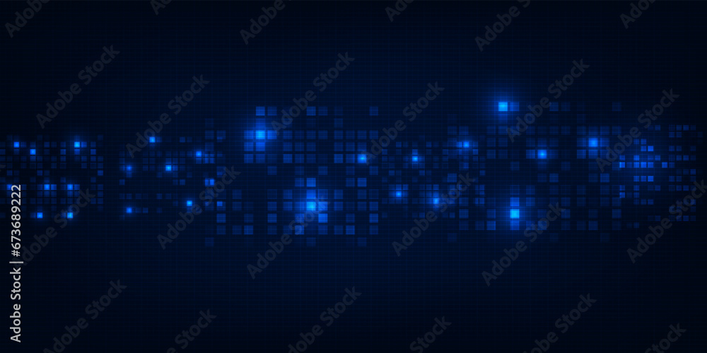 Vector illustration of futuristic glowing block and grid field on horizontal middle space for game graphic and advertising artwork.Futuristic digital communication technology concept. Vector illustration of futuristic glowing block and grid field on horizontal middle space for game graphic and advertising artwork.Futuristic digital communication technology concept.