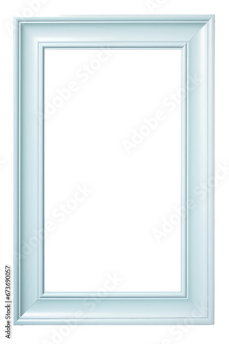 simple thin light blue picture frame on transparent background
